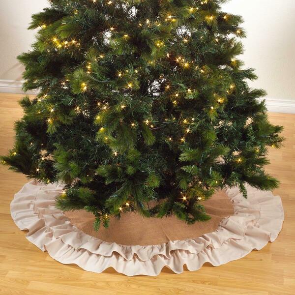 Tistheseason Cotton & Jute Ruffled Christmas Tree Skirt - Natural - 72in. TI3198537